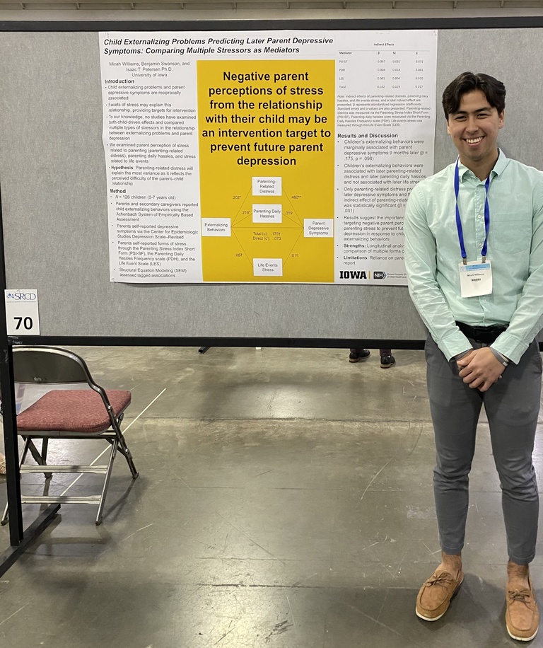 Micah Williams (Undergrad RA) at the 2023 Society for Research in Child Development (SRCD) Conference in Salt Lake City, Utah, USA